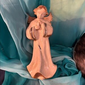 Graceful Ceramic Angel Figurine in Cream and Tan